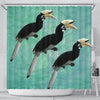 African Pied Hornbill Bird Print Shower Curtains