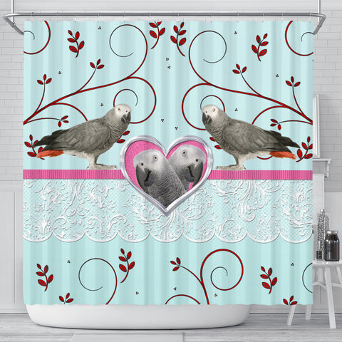 African grey parrot Print Shower Curtain