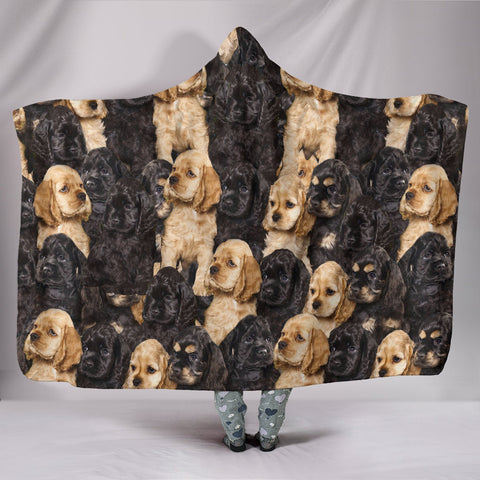 Cocker Spaniel In Lots Print Hooded Blanket