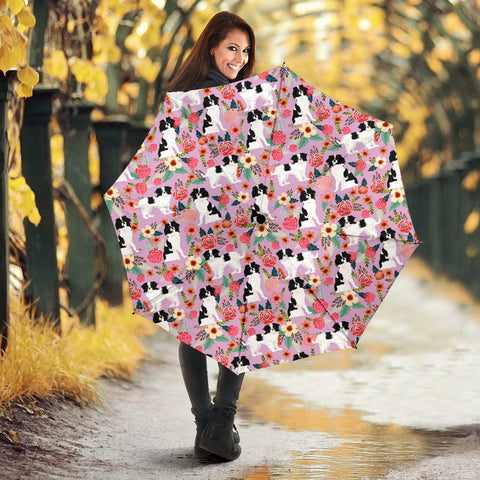 Japanese Chin Dog Floral Print Umbrellas