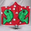 Fish Print On Red Hooded Blanket