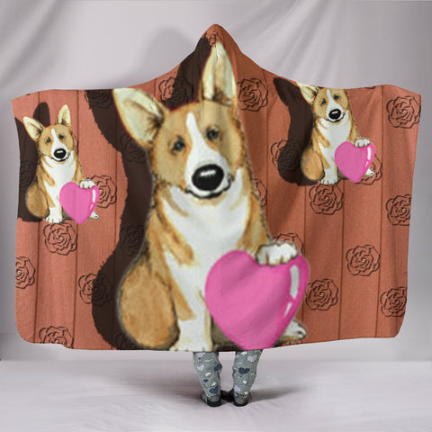 Pembroke Welsh Corgi Love Print Hooded Blanket