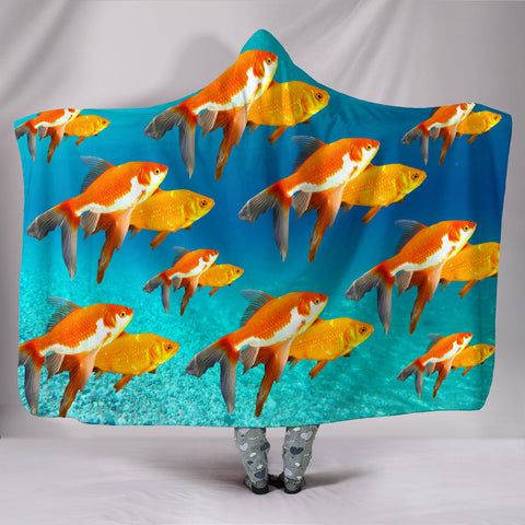 GoldFish Print Hooded Blanket