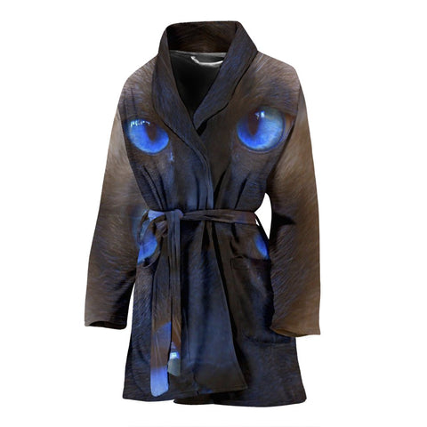 Amazing Siamese Cat Eyes Print Women's Bath Robe