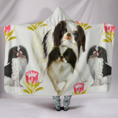 Japanese Chin Print Hooded Blanket