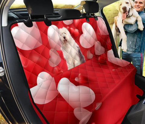 Old English Sheepdog On Red Print Pet Seat Covers