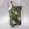 White Fish Print Hooded Blanket