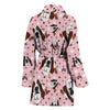 Basset Hound Dog In Lots Print Women's Bath Robe