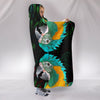 Blue Threaded Macaw Parrot Print Hooded Blanket