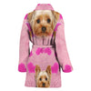 Yorkie On Pink Print Women's Bath Robe