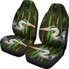 Grey heron Bird Print Car Seat Covers