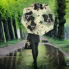 Border Collie On Flower Print Umbrellas