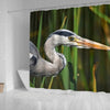 Grey Heron Bird Print Shower Curtains