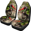 Black Stork Bird Print Car Seat Covers