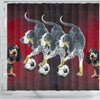Bluetick Coonhound Playing football Print Shower Curtain