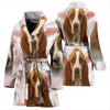 Basset Hound On White Print Women's Bath Robe