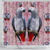 African Grey Parrot Floral Print Shower Curtains