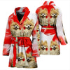 Pomeranian On White Print Women's Bath Robe