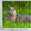 Chartreux Cat Nature Print Shower Curtain