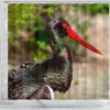 Black Stork Bird Print Shower Curtain