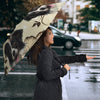 Border Collie On Flower Print Umbrellas