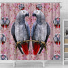 African Grey Parrot Floral Print Shower Curtains