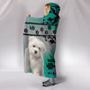 Cute Maltese Black Floral Print Hooded Blanket