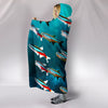 Neon Tetra Fish Print Hooded Blanket