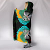 Blue Threaded Macaw Parrot Print Hooded Blanket