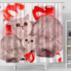 Exotic Shorthair Cat On Red Print Shower Curtains